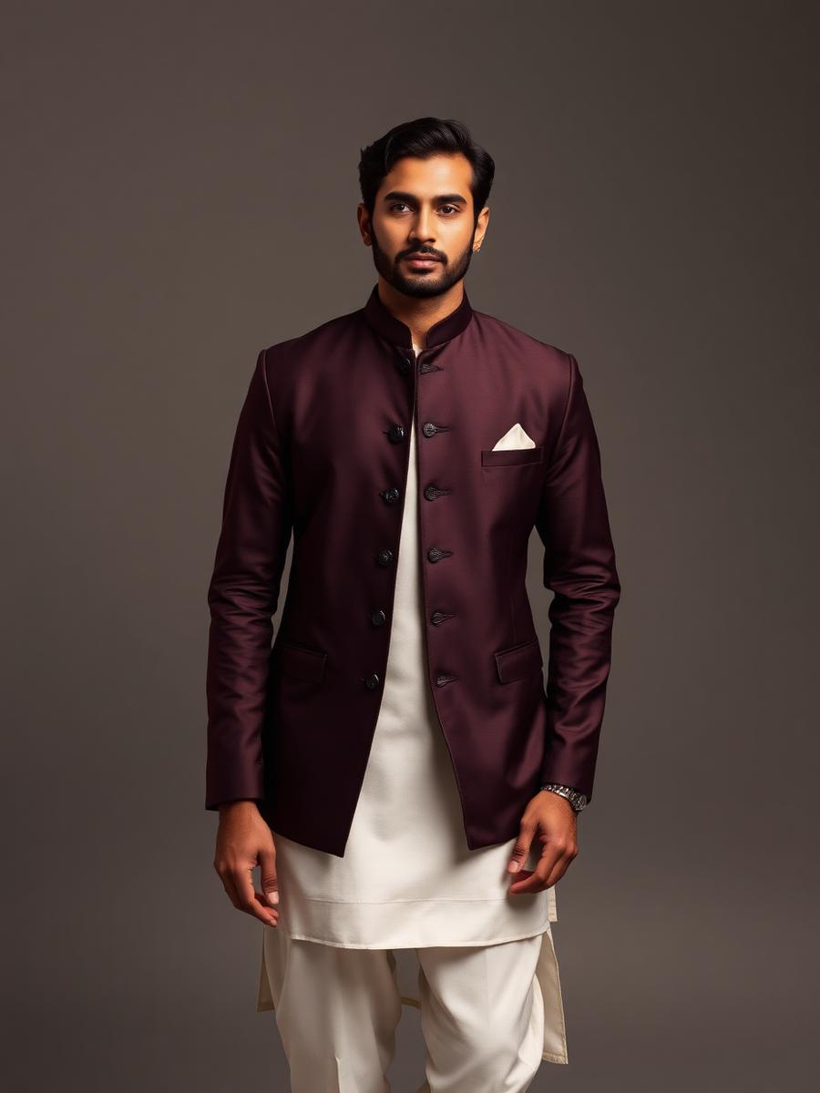 Espresso Silk Nehru Jacket — Signature Collection